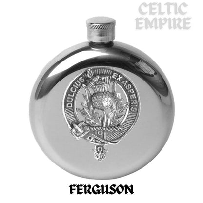 Ferguson Round Family Clan Crest Scottish Badge Flask 5oz