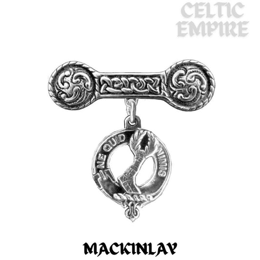 MacKinlay Family Clan Crest Iona Bar Brooch - Sterling Silver