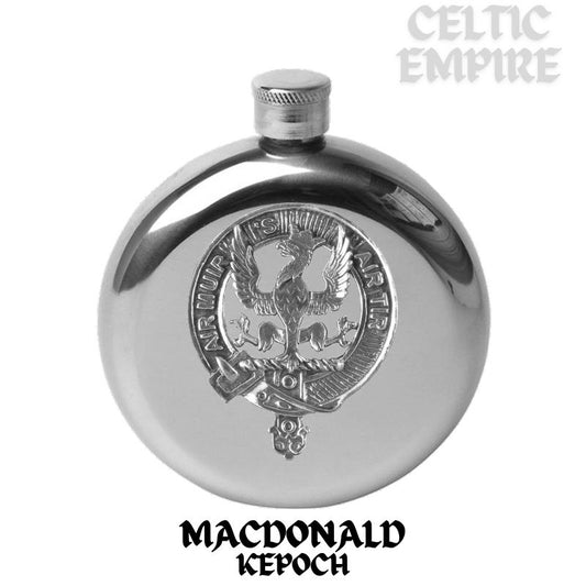 MacDonald (Keppoch) 5oz Round Scottish Family Clan Crest Badge Stainless Steel Flask