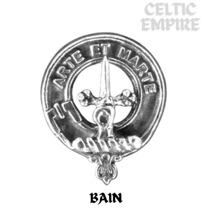 Bain Family Clan Crest Celtic Interlace Disk Pendant, Scottish Family Crest