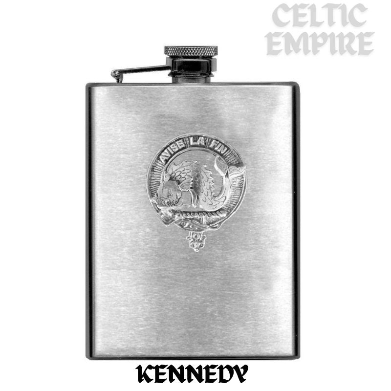 Kennedy 8oz Family Clan Crest Scottish Badge Stainless Steel Flask