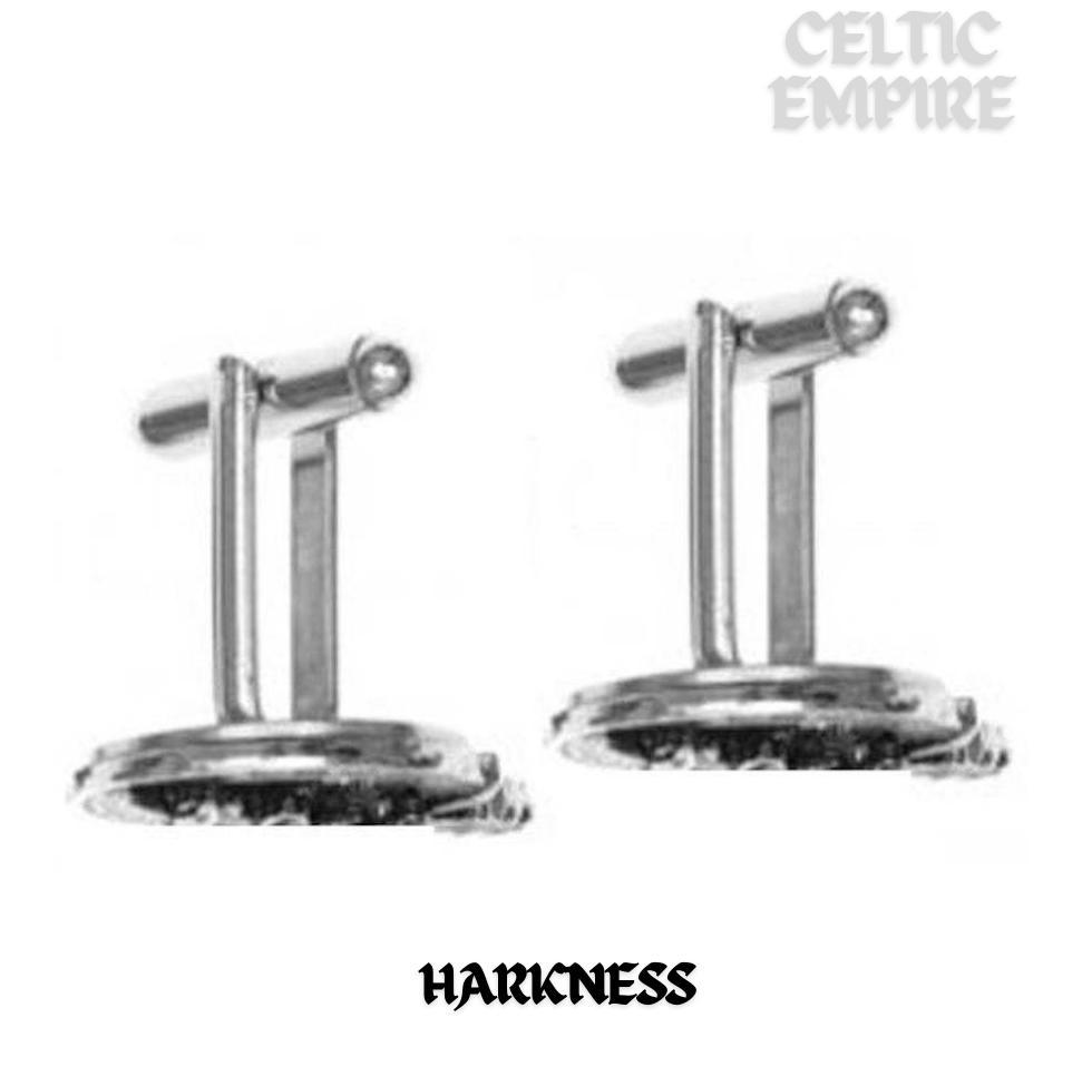 Harkness Family Clan Crest Scottish Cufflinks; Pewter, Sterling Silver and Karat Gold