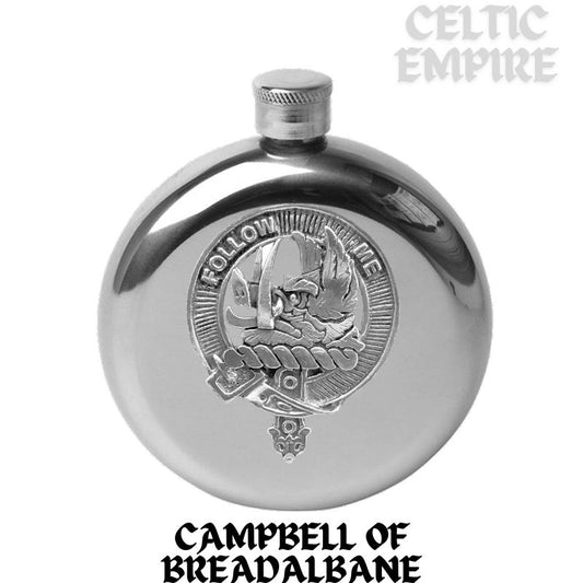 Campbell Breadalbane Round Scottish Family Clan Crest Badge Stainless Steel Flask 5oz