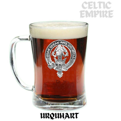 Urquhart Family Clan Crest Badge Glass Beer Mug