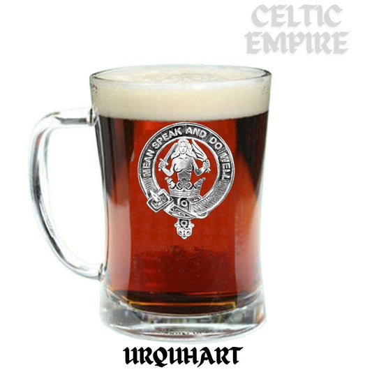 Urquhart Family Clan Crest Badge Glass Beer Mug