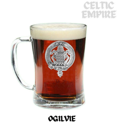 Ogilvie Family Clan Crest Badge Glass Beer Mug