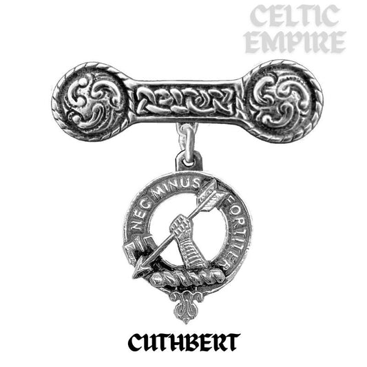 Cuthbert Family Clan Crest Iona Bar Brooch - Sterling Silver