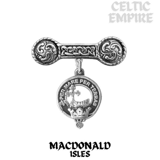 MacDonald (Isles) Family Clan Crest Iona Bar Brooch - Sterling Silver