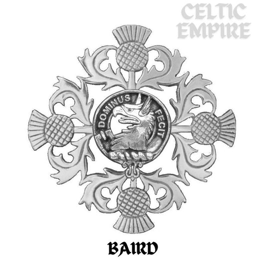 Baird Family Clan Crest Scottish Four Thistle Brooch