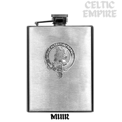 Muir 8oz Family Clan Crest Scottish Badge Stainless Steel Flask