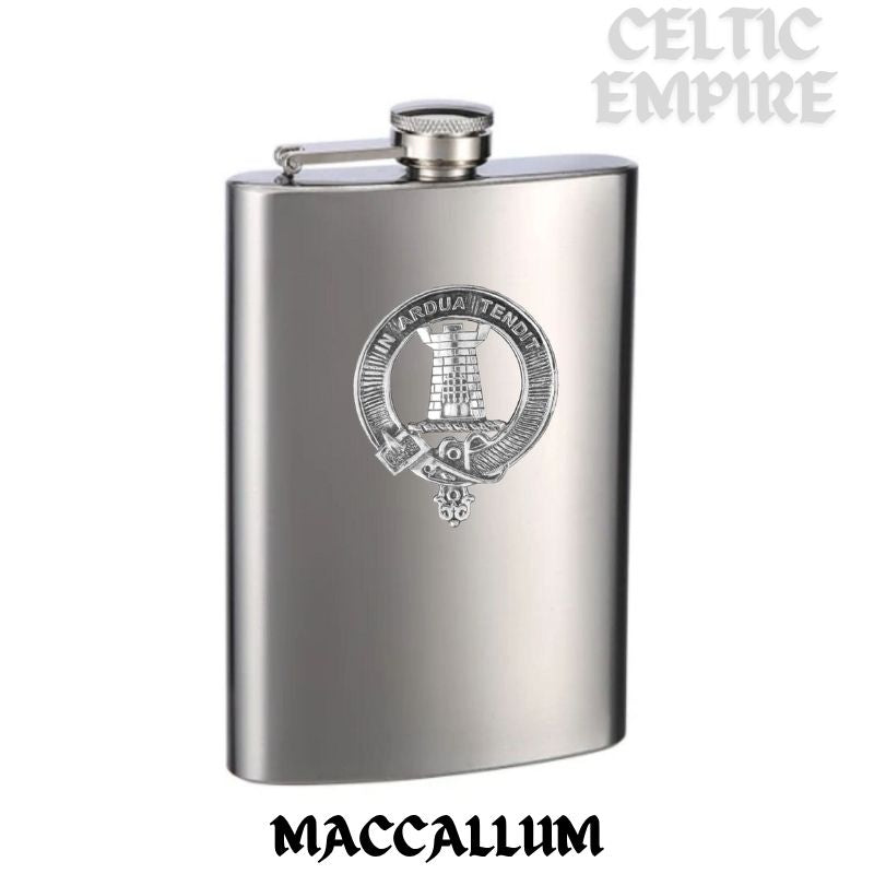 MacCallum 8oz Family Clan Crest Scottish Badge Stainless Steel Flask