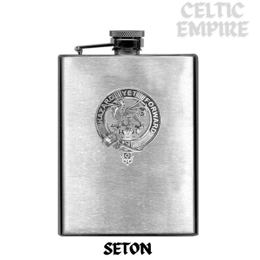 Seton 8oz Family Clan Crest Scottish Badge Stainless Steel Flask
