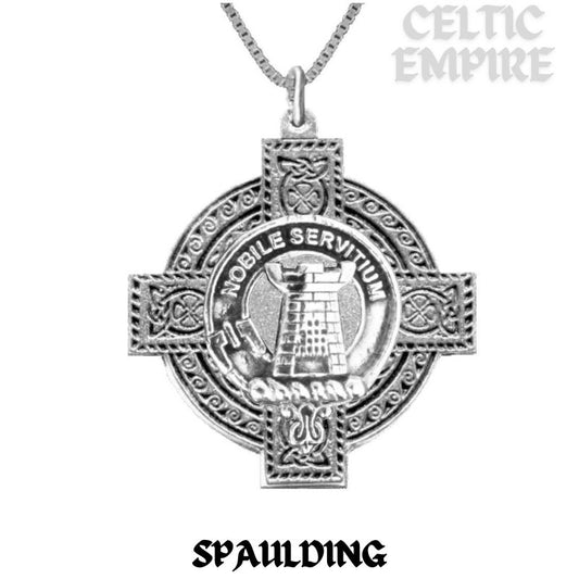 Spaulding Family Clan Crest Celtic Cross Pendant Scottish