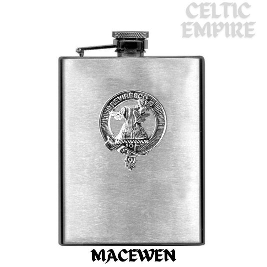 MacEwan 8oz Family Clan Crest Scottish Badge Stainless Steel Flask