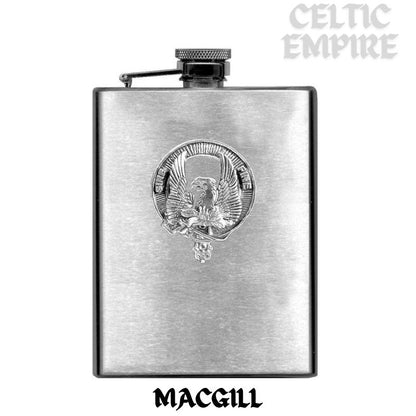 MacGill 8oz Family Clan Crest Scottish Badge Stainless Steel Flask