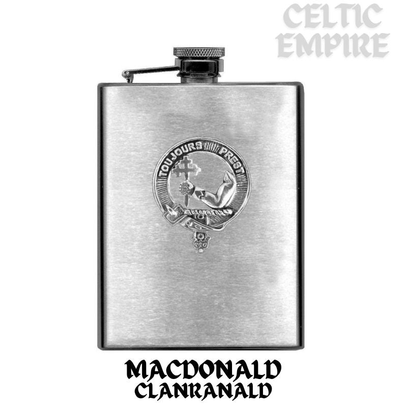 MacDonald (Dunnyveg) 8oz Family Clan Crest Scottish Badge Stainless Steel Flask