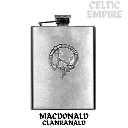 MacDonald (Dunnyveg) 8oz Family Clan Crest Scottish Badge Stainless Steel Flask