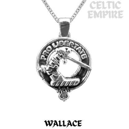 Wallace Large 1" Scottish Family Clan Crest Pendant - Sterling Silver