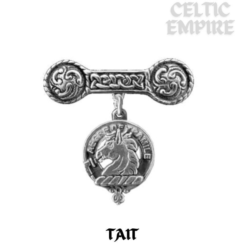 Tait Clan Crest Iona Bar Brooch - Sterling Silver