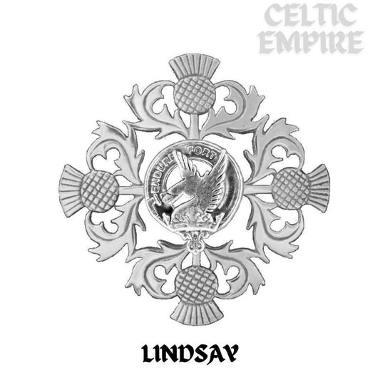 Lindsay Family Clan Crest Scottish Four Thistle Brooch