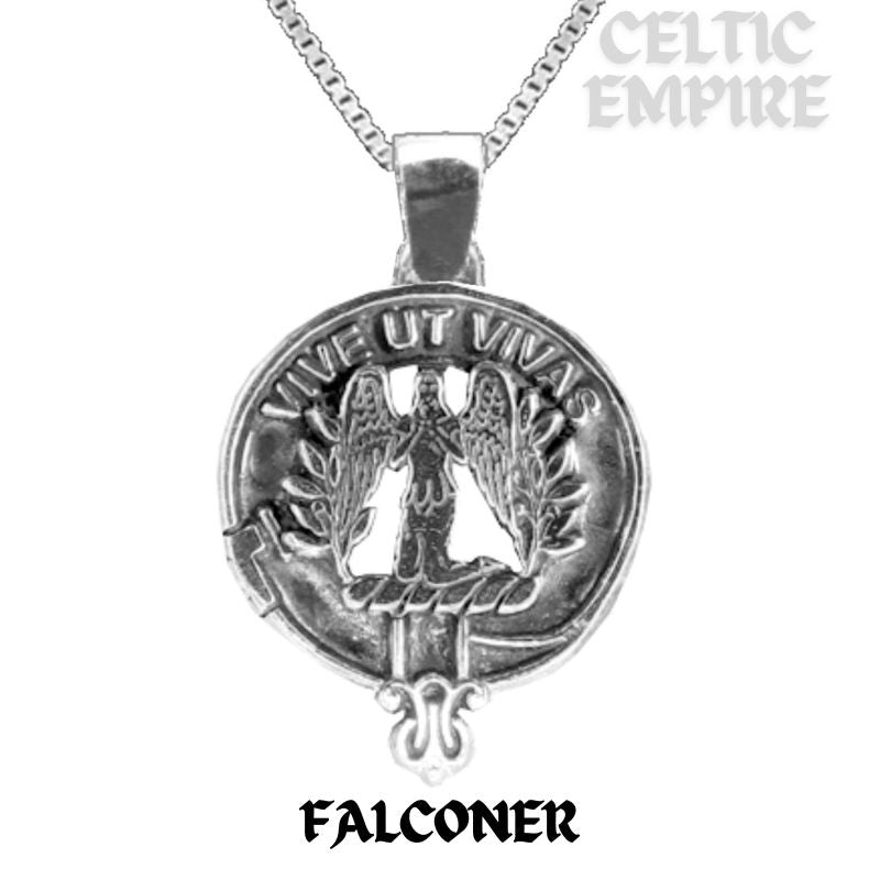 Falconer Large 1" Scottish Family Clan Crest Pendant - Sterling Silver