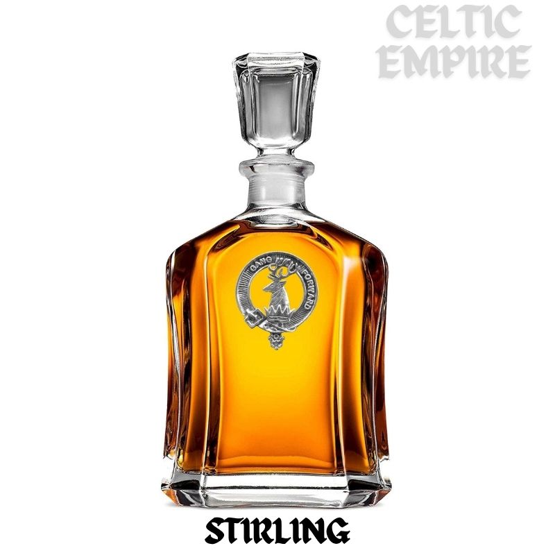 Stirling Family Clan Crest Badge Whiskey Decanter