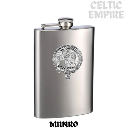 Munro 8oz Family Clan Crest Scottish Badge Stainless Steel Flask
