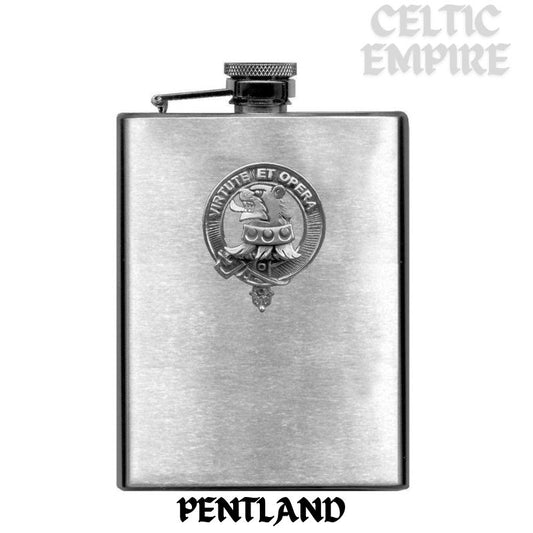 Pentland 8oz Family Clan Crest Scottish Badge Stainless Steel Flask