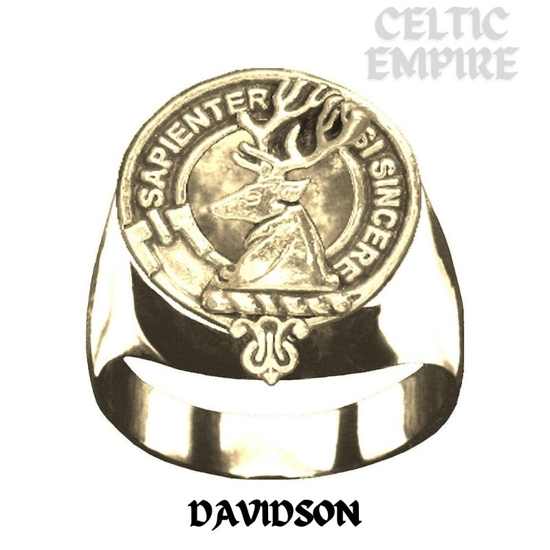 Davidson Scottish Family Clan Crest Ring  ~  Sterling Silver and Karat Gold