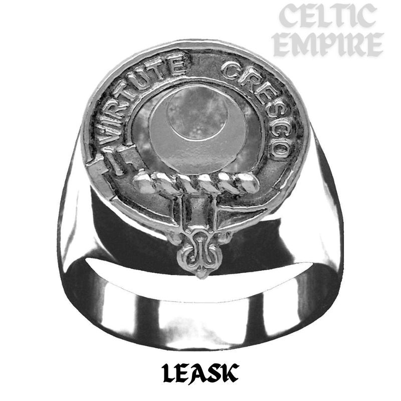 Leask Scottish Family Clan Crest Ring Sterling Silver and Karat Gold