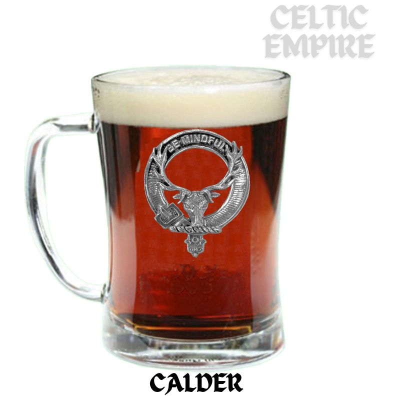 Calder Family Clan Crest Badge Glass Beer Mug