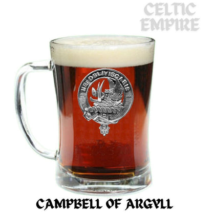 Campbell Argyll Family Clan Crest Badge Glass Beer Mug