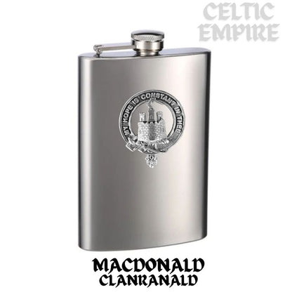 MacDonald (Family Clanranald) 8oz Family Clan Crest Scottish Badge Stainless Steel Flask
