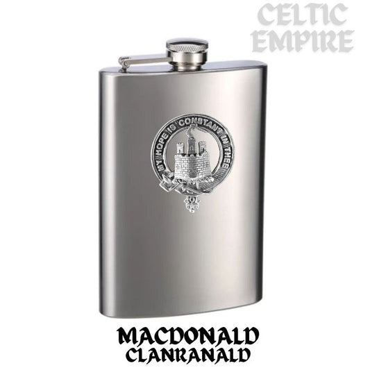 MacDonald (Family Clanranald) 8oz Family Clan Crest Scottish Badge Stainless Steel Flask