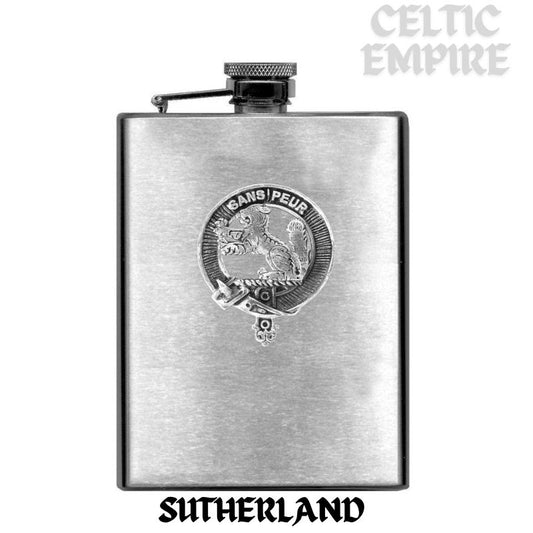 Sutherland 8oz Family Clan Crest Scottish Badge Stainless Steel Flask