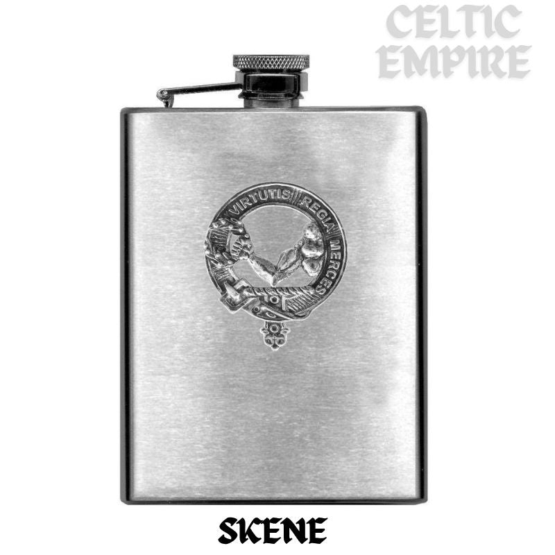 Skene 8oz Family Clan Crest Scottish Badge Stainless Steel Flask