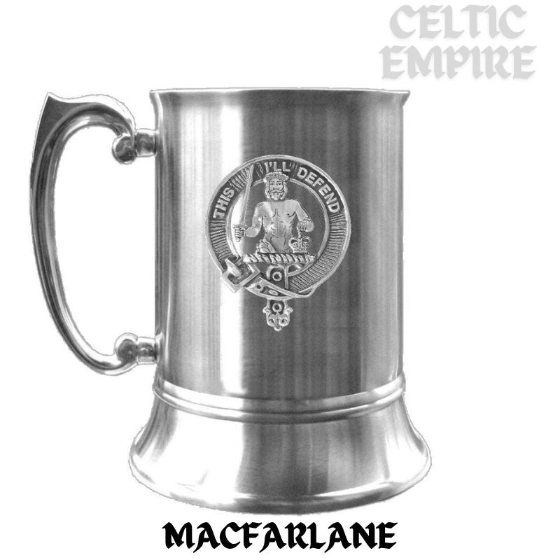 MacFarlane Scottish Family Clan Crest Badge Tankard