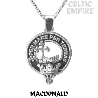 MacDonald Large 1" Scottish Family Clan Crest Pendant - Sterling Silver