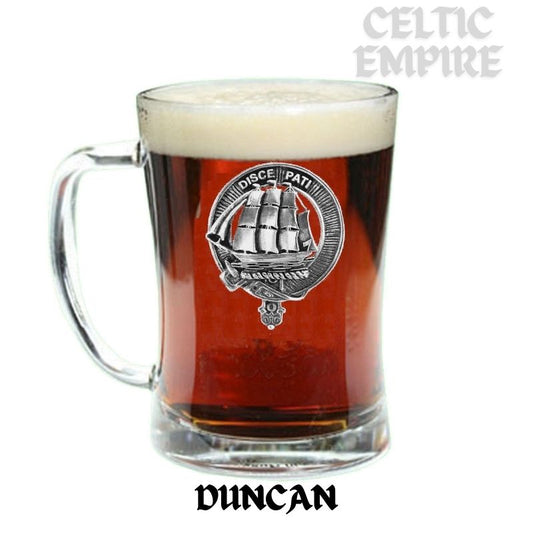 Duncan Family Clan Crest Badge Glass Beer Mug