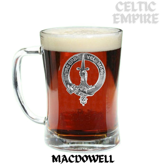 MacDowell Family Clan Crest Badge Glass Beer Mug