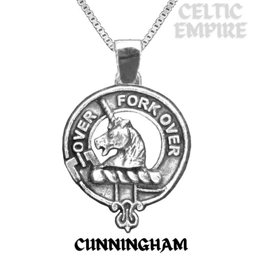 Cunningham Large 1" Scottish Family Clan Crest Pendant - Sterling Silver