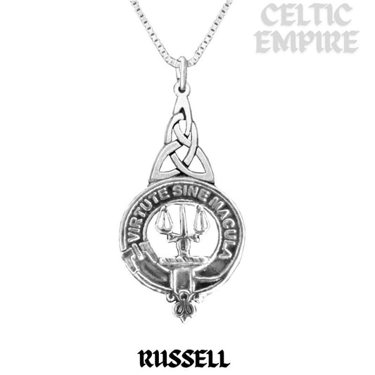 Russell Family Clan Crest Interlace Drop Pendant