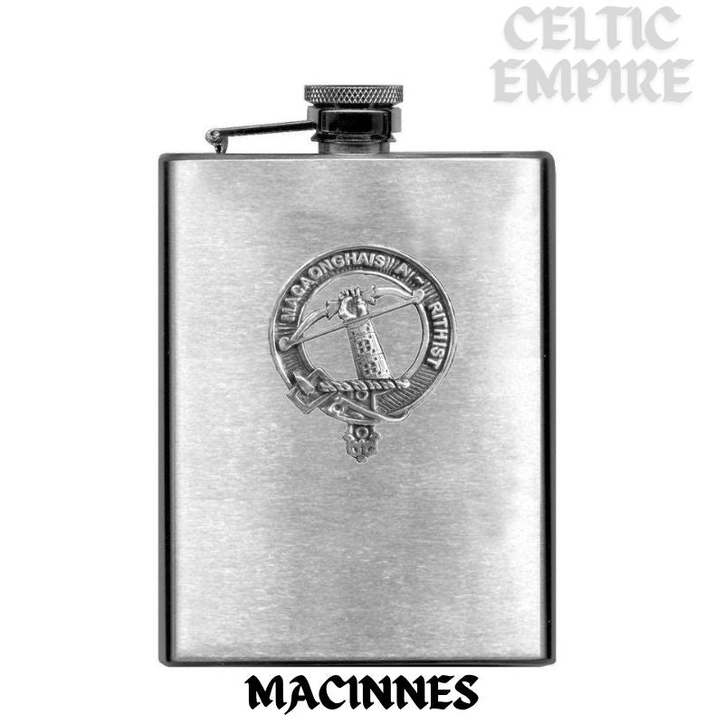 MacInnes 8oz Family Clan Crest Scottish Badge Stainless Steel Flask