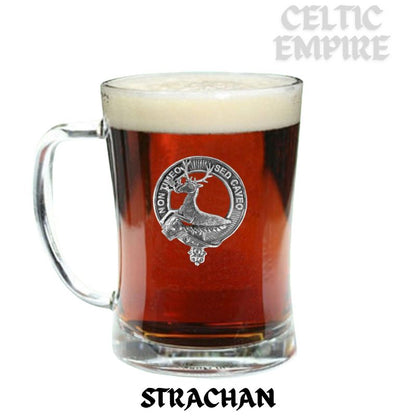 Strachan Family Clan Crest Badge Glass Beer Mug