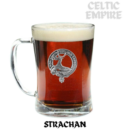Strachan Family Clan Crest Badge Glass Beer Mug