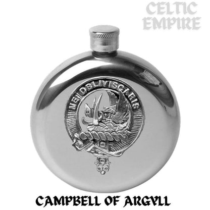 Campbell Argyll Round Family Clan Crest Scottish Badge Flask 5oz