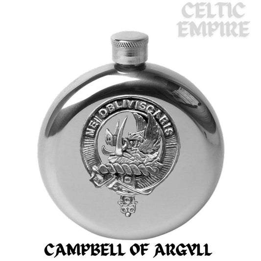 Campbell Argyll Round Family Clan Crest Scottish Badge Flask 5oz