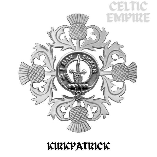 Kirkpatrick Family Clan Crest Scottish Four Thistle Brooch