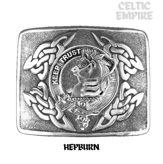 Hepburn Family Clan Crest Interlace Kilt Belt Buckle