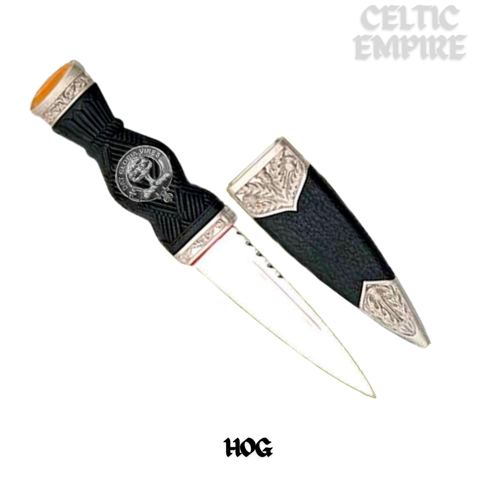 Hog Family Clan Crest Sgian Dubh, Scottish Knife